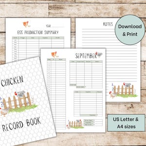 Backyard Chicken Egg Tracker | Printable Egg Production, Sales and Expense Tracker | Monthly & Yearly Log Sheets | Chicken Binder Pages