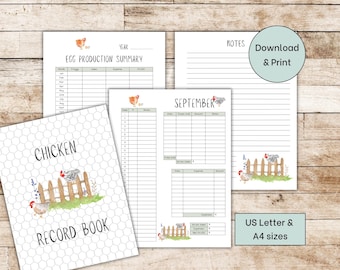 Backyard Chicken Egg Tracker | Printable Egg Production, Sales and Expense Tracker | Monthly & Yearly Log Sheets | Chicken Binder Pages