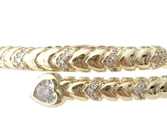 Heart Wrap Cuff womens bracelet adjustable
