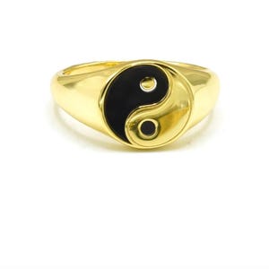Yin Yang Ring Gold and Black Balance Symbol Jewelry
