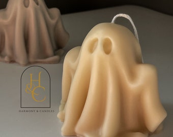 Handmade Halloween Ghost Candle: Soy Wax Seasonal Decor