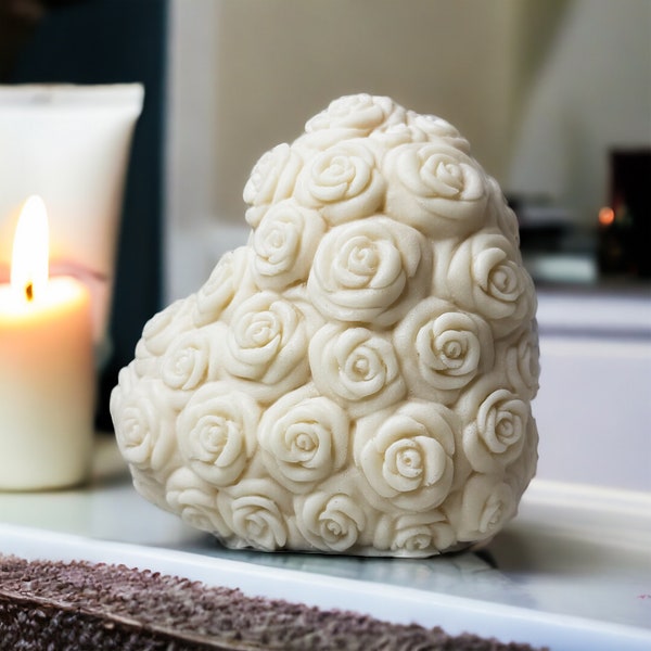 Grande bougie en forme de coeur rose 3D / Bougie coeur / Bougie faite à la main / Décoration intérieure / Idée cadeau / Idée cadeau Saint-Valentin