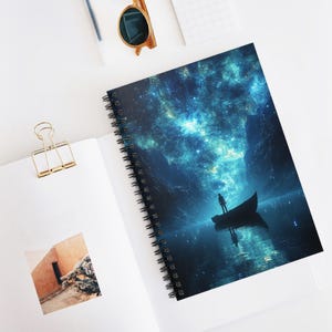 The Ocean That Remembers - Classic Spiral Notebook - Ruled Lines, Cosmic Journal, Mystical Journey, Night Sky Lover, Sci-Fi