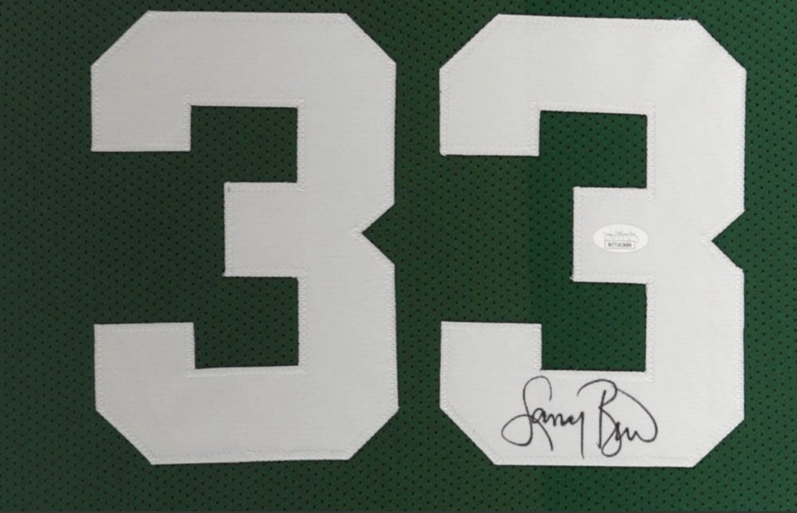 Larry Bird Autographed Framed Green Boston Celtics Jersey - JSA