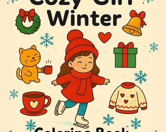 女の子向けの冬のクリスマスぬり絵、大人も子供も楽しめるホリデーぬり絵