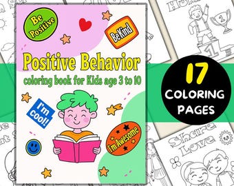 Positive Affirmations Coloring Book: Kids' Activity Pages (Digital Download) Ages 3-10