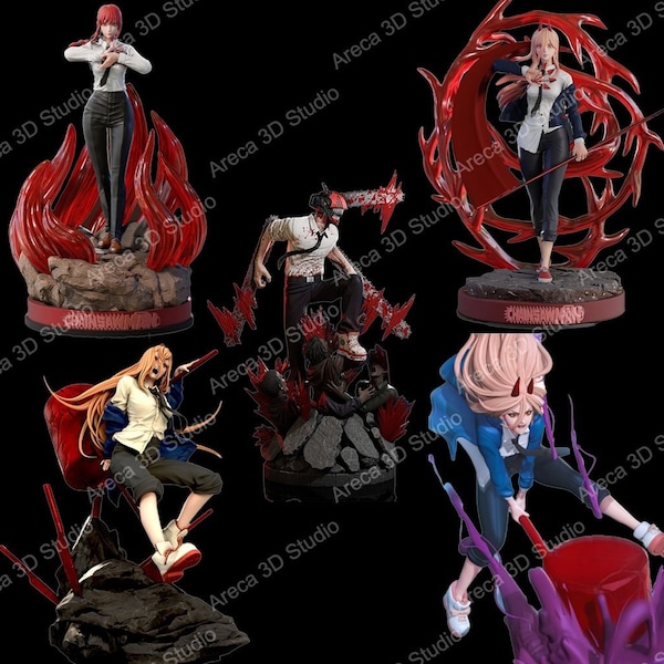 5 Premium Anime Charakter Chainsaw STL Bundle File Pack 3D-Druck Digitale STL-Datei Chainsaw Anime Charakter