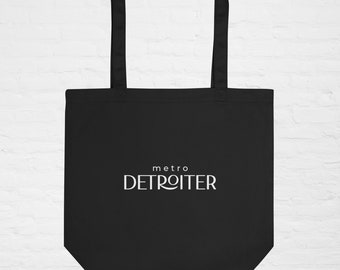 Metro Detroiter Black Tote Bag in 100% Organic Cotton