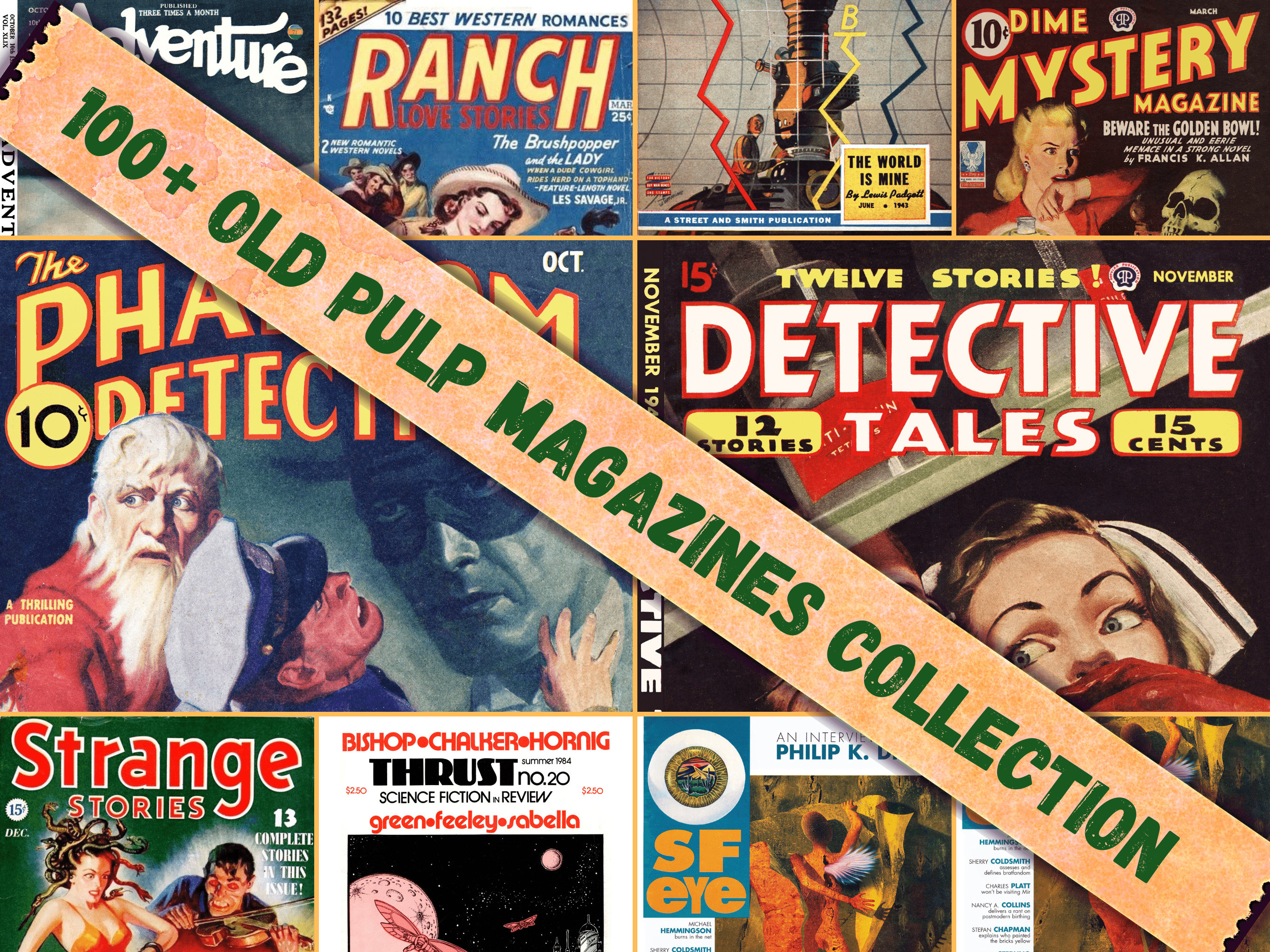 Old Pulp Magazines MEGA Collection 1, 100 Old Pulp Magazines Bundle
