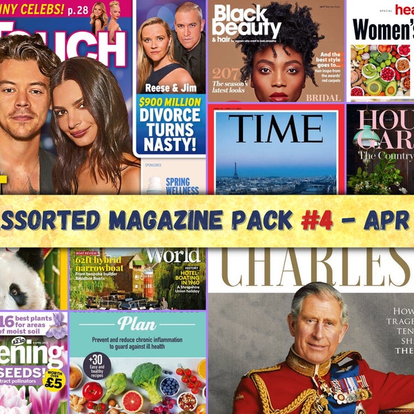 BUNDLE exclusif de 100 magazines assortis n° 4, sortie en avril 2023 Magazines numériques Tech, Finance, Gaming, Home, Gardening, Celebrity Mags