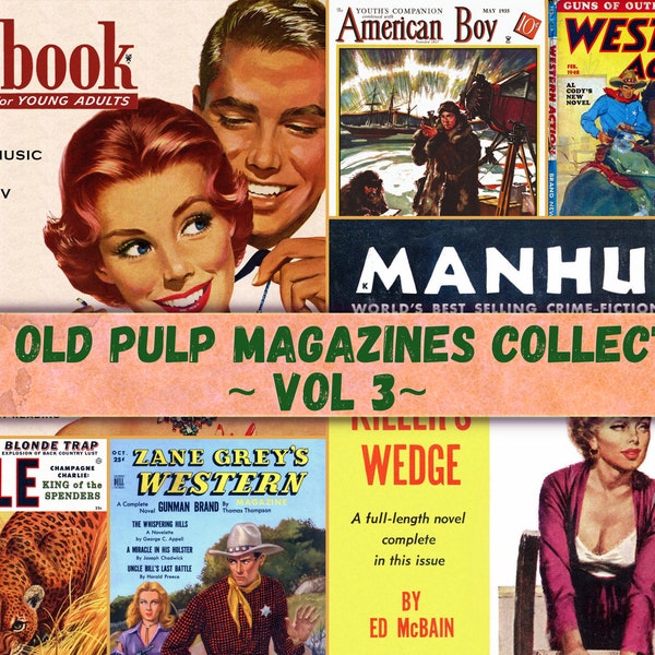 Old Pulp Magazines MEGA Collection VOL 3, 100+ Old Pulp Magazines Bundle, vintage Magazines 1900's, Old Pulp Magazine Vol 3 Téléchargement numérique