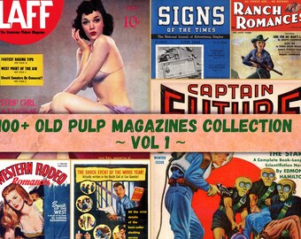 Old Pulp Magazines MEGA Colección 1, Paquete de más de 100 revistas Old Pulp, Revistas Vintage 1920's+, Old Pulp Magazine Vol 1 Descarga digital