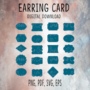 Earring Jewelry Display Card Holder Templates SVG Cut File for Laser Cricut Silhouette Digital Design Instant Download Earring Card Cut File