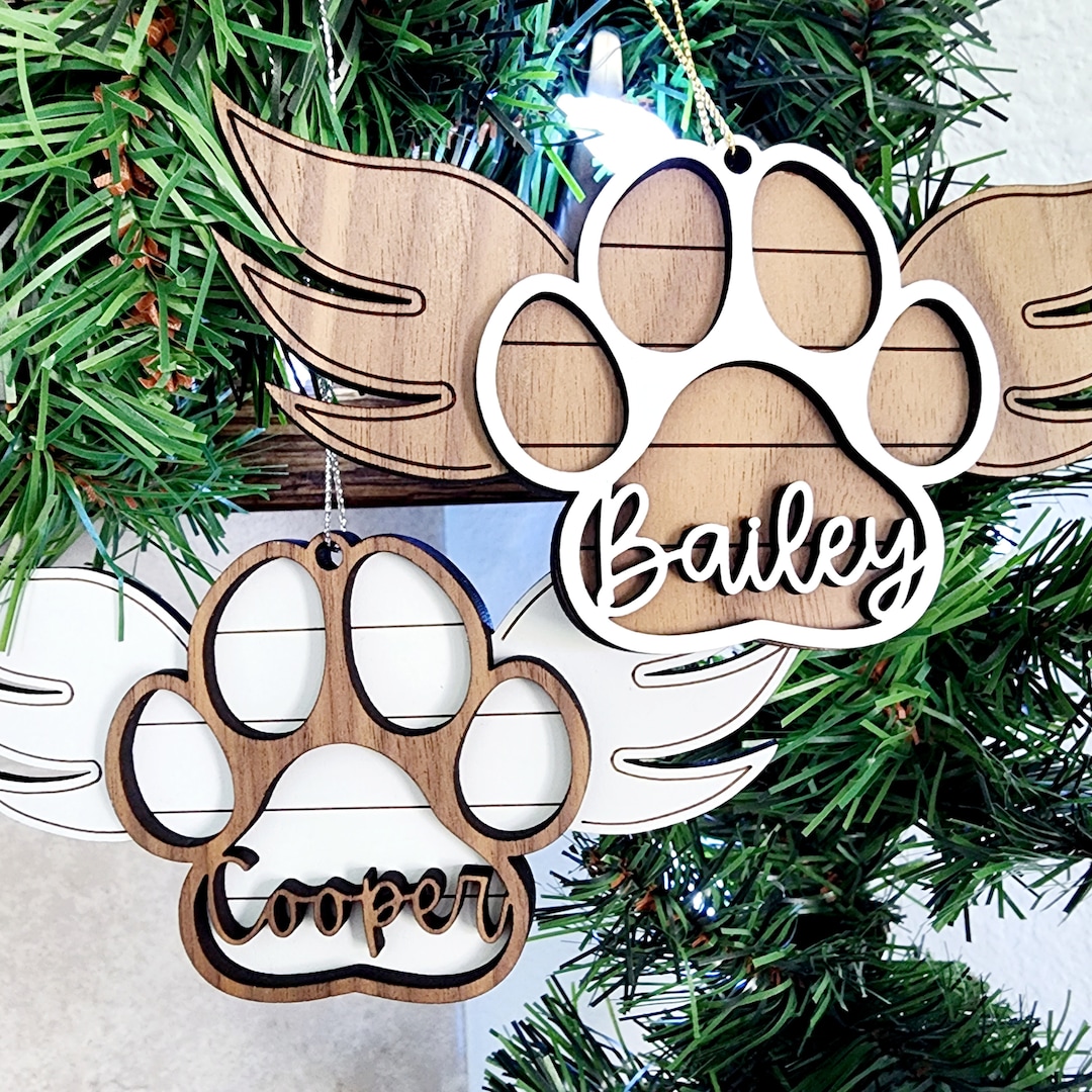 Pet Memorial Ornament Gift Paw Print Ornament for Christmas Memorial ...