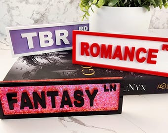 Bookshelf Library Genre Street Sign Book Nook Decor