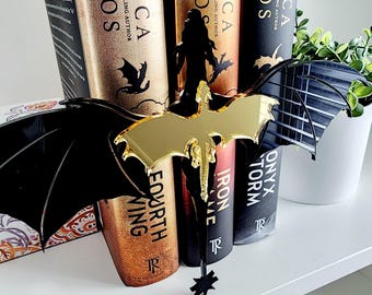 Fourth Wing Book Insert Double Dragon Bookshelf Accessory Fantasy Bookish Decor