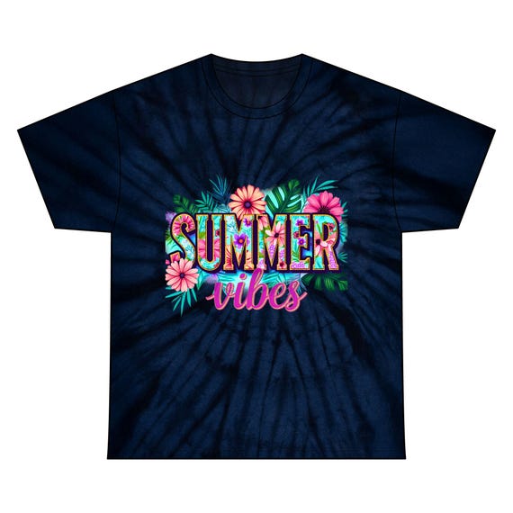 Summer Vibes Tie Dye Tee Retro Summer Shirt Vacation Top Festival Wear Beach Attire Summer Vibe Tee