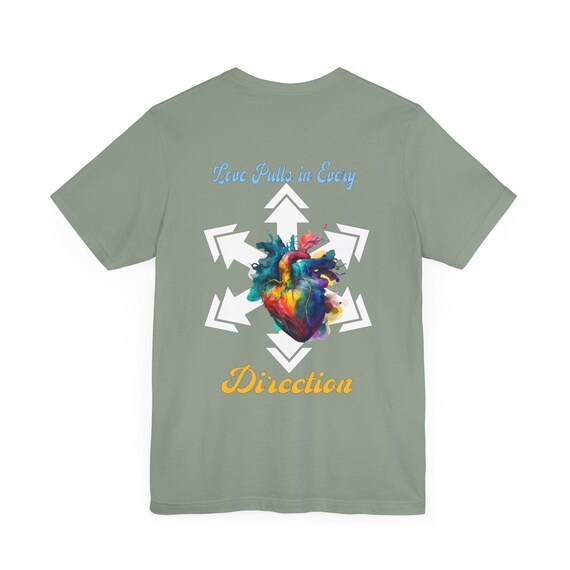 Love Direction Shirt, Emotional Quote Shirt, Abstract Heart Design Shirt, Romantic Snowflake Shirt, Short Sleeve Fashion Shirt