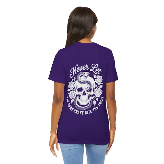 Never Let Skull with Cobra and Roses T-Shirt | Snake Bite Quote Tee