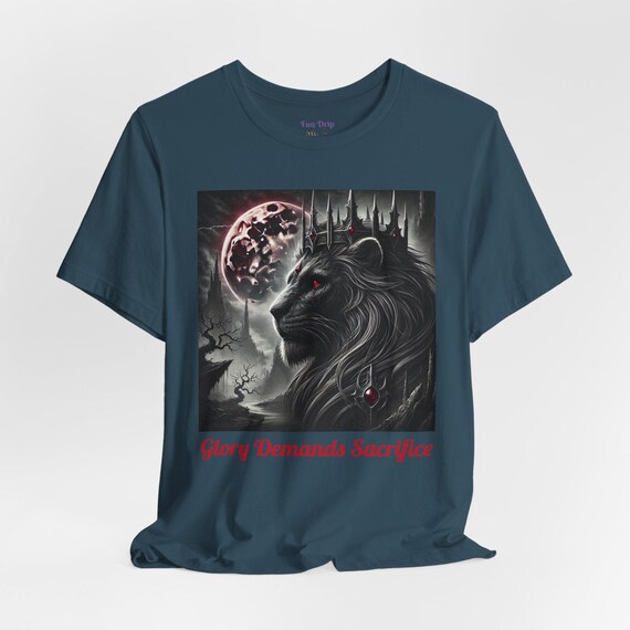 Gothic Lion Shirt, Animal Lover Shirt, Glory Demands Sacrifice Shirt, Starry Night Tee, Dark Nature Tee, Short Sleeve Mythology Shirt