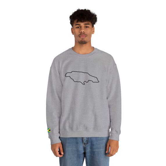 Jamaica Map Crewneck Sweatshirt | Cozy Unisex Sweatshirt, Gift for Travelers, Casual Wear, Map Design, Comfortable Fall Apparel