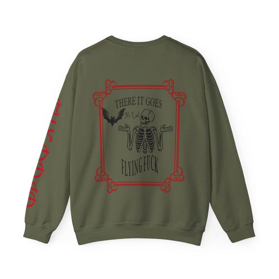 Skull Skeleton Sweatshirt, There It Goes Flying Fuck Sweatshirt, Funny Graphic Sweatshirt, Soft Winter Crewneck Sweats