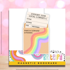 Openbare bibliotheekkaart TBR magnetische bladwijzer voor boekenliefhebbers, cadeaus voor lezers, paginahouders, bladwijzers, booktoktrends, bookstagram, regenboog
