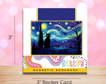Black Cat Magnetic Bookmark inspired by Starry Night, page holders, book accessories, gifts for cat lovers, book lovers, trendy bookish gift
