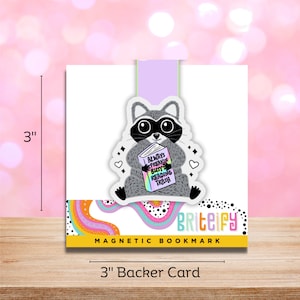 Always Freakin Busy Reading Trash Magnetic Bookmark - Cute Raccoon Design, Colorful, Handmade Gifts for Book Lovers, Page Holders, Bookish