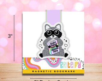 Immer Freakin Busy Lesezeichen - magnetisches Lesezeichen - niedliches Waschbär Design, bunt, handgemachte Geschenke für Buchliebhaber, Seitenhalter, Bücherwurm