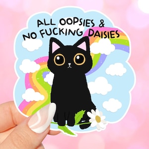 All oopsies no gänseblümchen schwarze Katze wasserfester Sticker für Kindles, E-Reader, Katzenliebhaber, Geschenke für Freunde, Kindle, oder Geschenke für Freunde