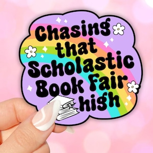 Chasing that scholastic book fair high, nostalgia stickers for Kindles, book gifts for book lovers, 90s birthday gift, bookish stickers for
