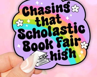 Chasing that scholastic book fair high, nostalgia stickers for Kindles, book gifts for book lovers, 90s birthday gift, bookish stickers for