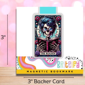 Der Leser, Tarot Karte Magnetisches Lesezeichen Weibliche Version, Lese Zubehör, Seitenhalter, Lesezeichen, Geschenke für Bücherwürmer, Buchliebhaber, Skelette