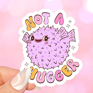 Not a Hugger Fish Sticker for kindles, e-readers, bookish gifts, book lovers, smutty, laptops, booktok, waterbottles, planners, reading cute