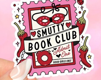 Smutty Book Readers Club-klistermärke för Kindles, e-läsare, bokpresenter, bokälskare, smutty, bärbara datorer, booktok, vattenflaskor, planerare, att läsa