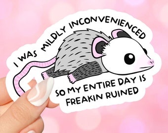 Freakin Ruined Day possum Sticker for kindles, e-readers, bookish gifts, book lovers, smutty, laptops, booktok, waterbottles, planners