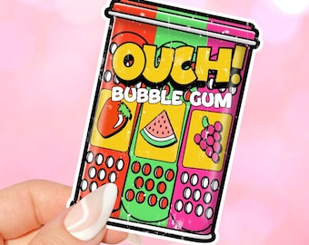 Ouch Bubble Gum Patch Wasserdichte Aufkleber für Kindle Zubehör, nostalgische 90's Geschenke, Becher, Laptops, Wasserflaschen, Bullet Journals
