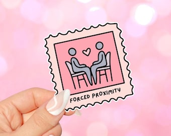 Forced Proximity Stamp Romance Trope Sticker for kindles, e-readers, bookish gifts, book lovers gifts, smutty, laptops, waterbottles, spicy