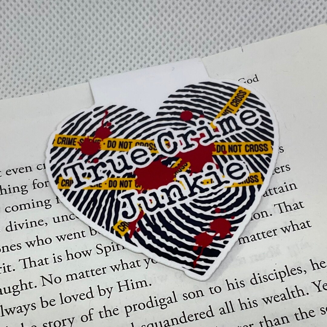 True Crime Junkie Fingerprint Bookmark, Crime Lovers, Handmade