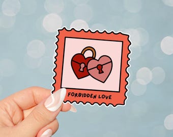 Forbidden Love Stamp Romance Trope Sticker for kindles, e-readers, bookish gifts, book lovers gifts, smutty, laptops, waterbottles, spicy
