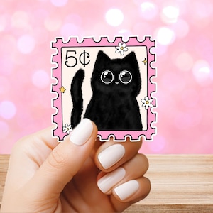 Black Cat Sticker, Cat Stickers, Stickers for laptop, Stickers for book, Bookish Stickers, Kindle stickers, Black Cat Gifts, Cat Lover Gifts