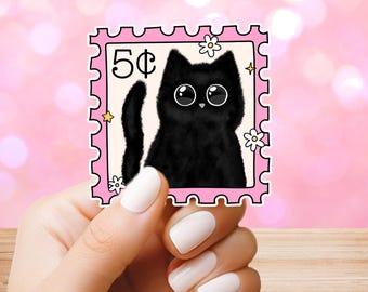 Black Cat Sticker, Cat Stickers, Stickers for laptop, Stickers for book, Bookish Stickers, Kindle stickers, Black Cat Gifts, Cat Lover Gifts