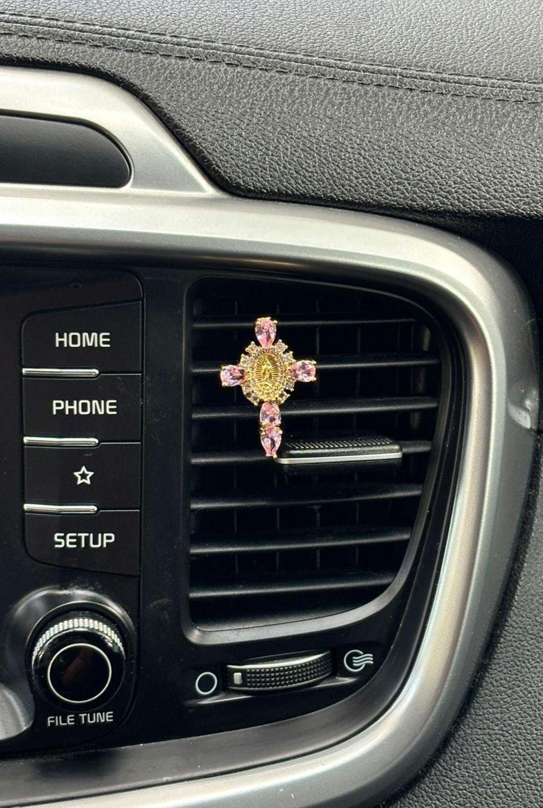 Crystal Cross Car Air Vent Clips - Pink Stone Cross - Car Charm ...