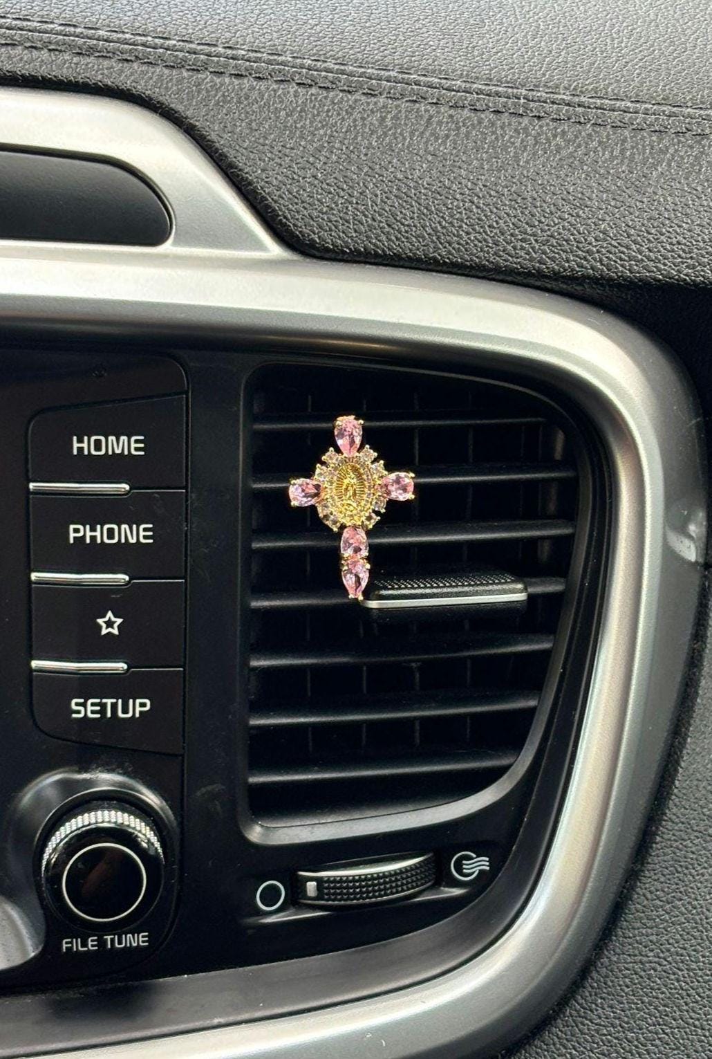 Crystal Cross Car Air Vent Clips - Pink Stone Cross - Car Charm Accessories, Car interior Decor, Cute Car Charm, Gift Women, Car Vent Clip