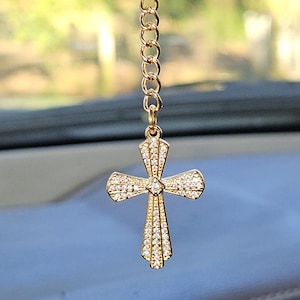 Cowboy Hat Car Rosary, Personalized Initial Car Charm, Virgin Mary Cross Rearview Mirror Decor, Western Catholic Gift, Cowgirl Car Decor image 8