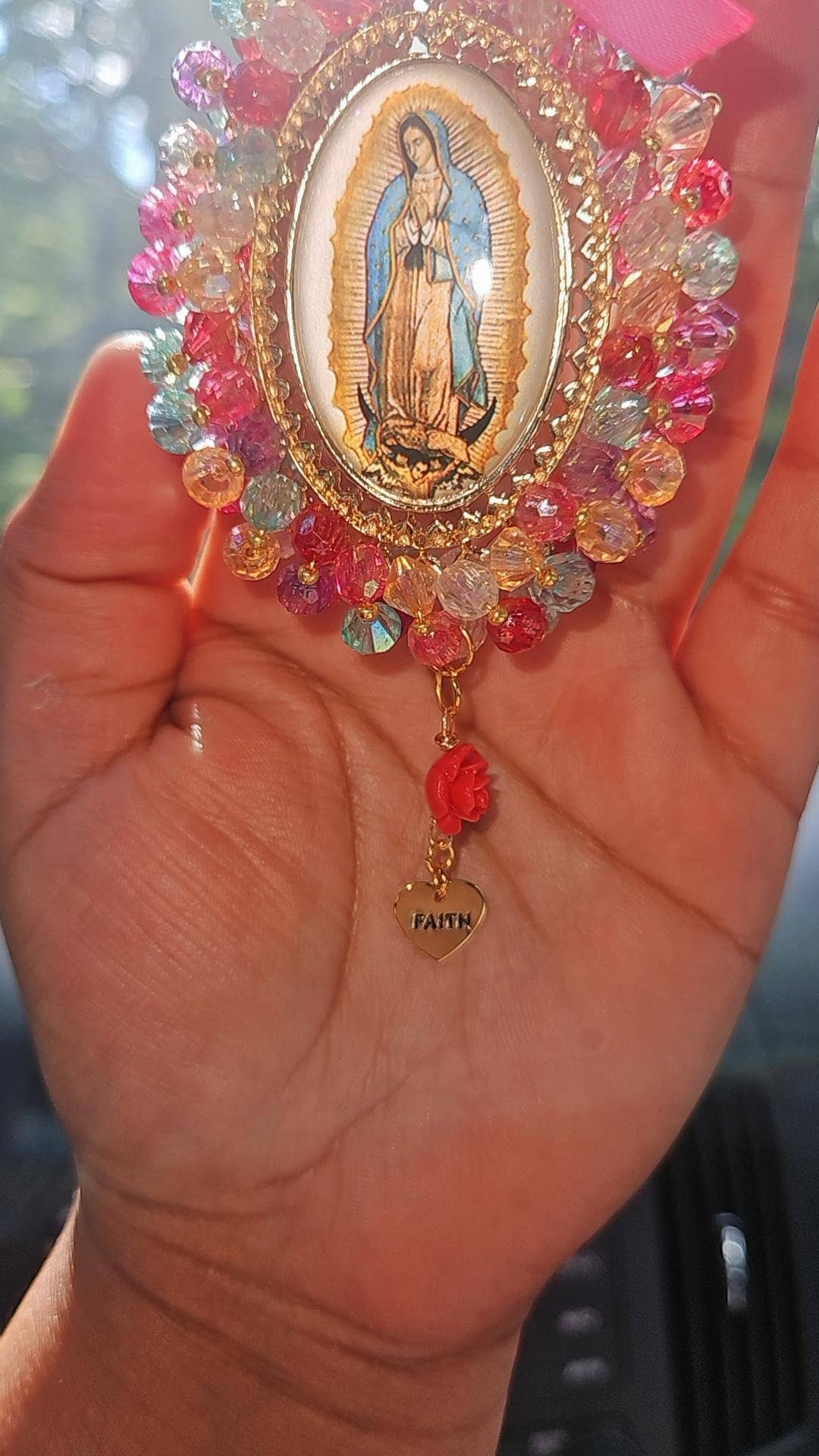 Virgin of Guadalupe Car Charm-Car Accessories,Rear view Mirror Decor-Car Blessings-Car Rosary-Gift For Her-Religious Catholic Gift- Faith