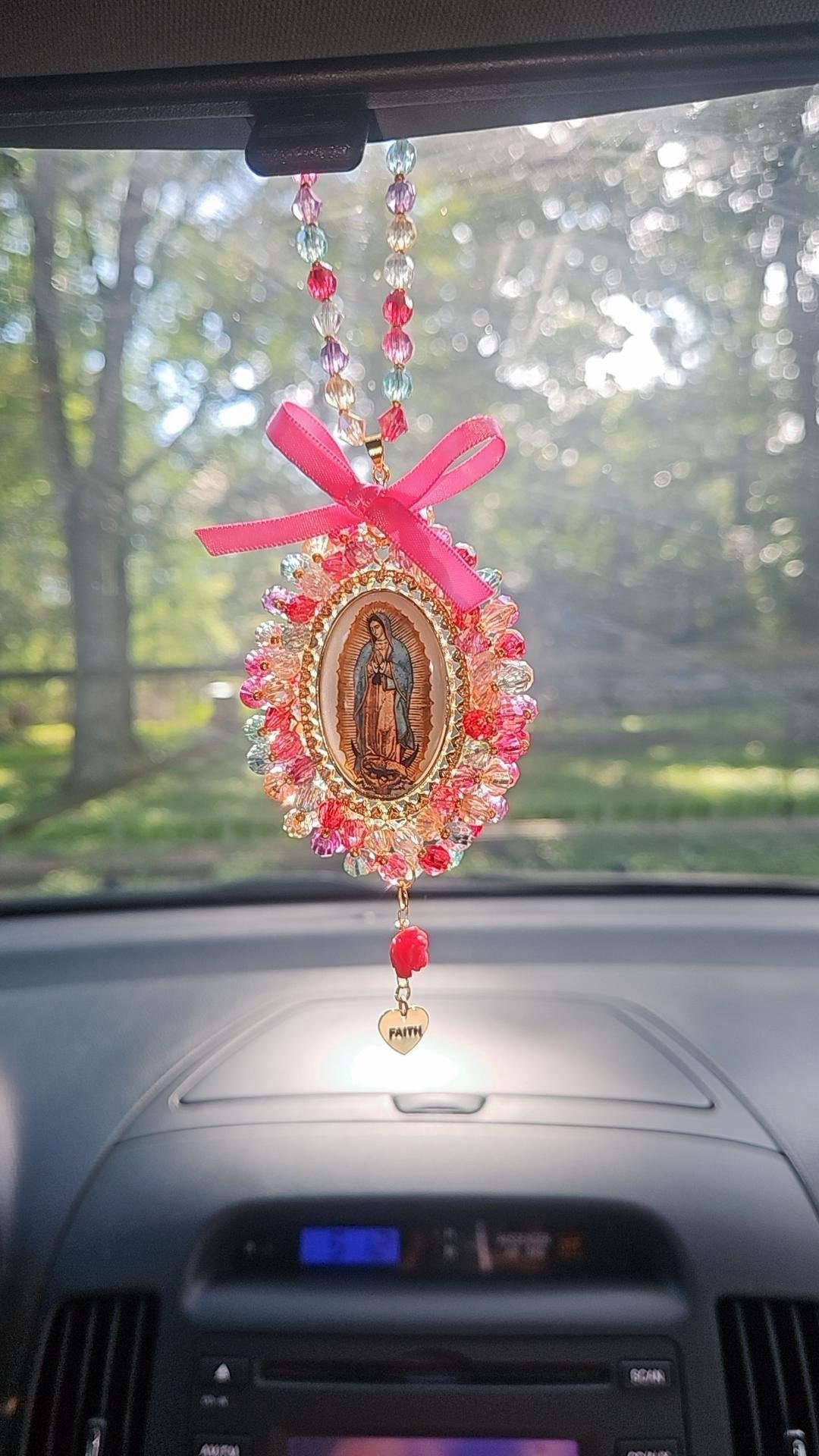 Virgin of Guadalupe Car Charm-Car Accessories,Rear view Mirror Decor-Car Blessings-Car Rosary-Gift For Her-Religious Catholic Gift- Faith
