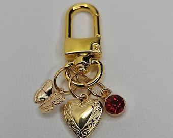 Locket Keychain, Bag Charm, Perzonalized Bag Accessories,Heart Charm Bag, Personalized Keychain Multi Charm,Custom Keychain,Gift For Her