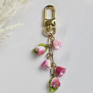 Lily Of The Valley Bag Charm Keychain | Bag Charm | Paperclip | Purse Charm | Floral Keychain | Cute Flowers Keychain | Bridesmaid Gift